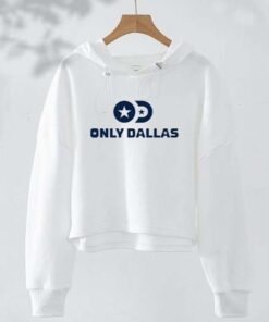 Only Dallas Logo Cropped Hoodie – White