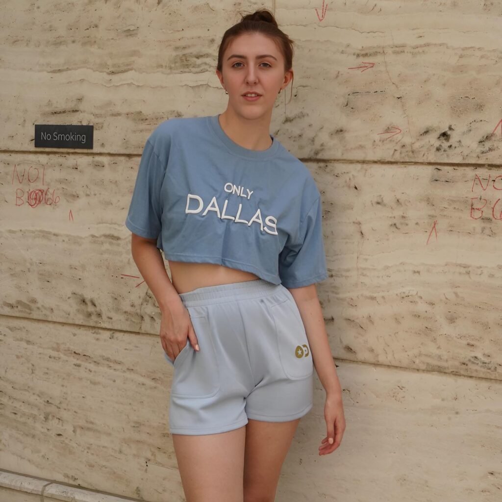 Only Dallas Text Cropped T-Shirt – Blue