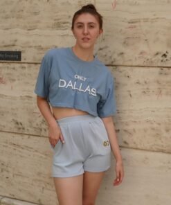 Only Dallas Text Cropped T-Shirt – Blue